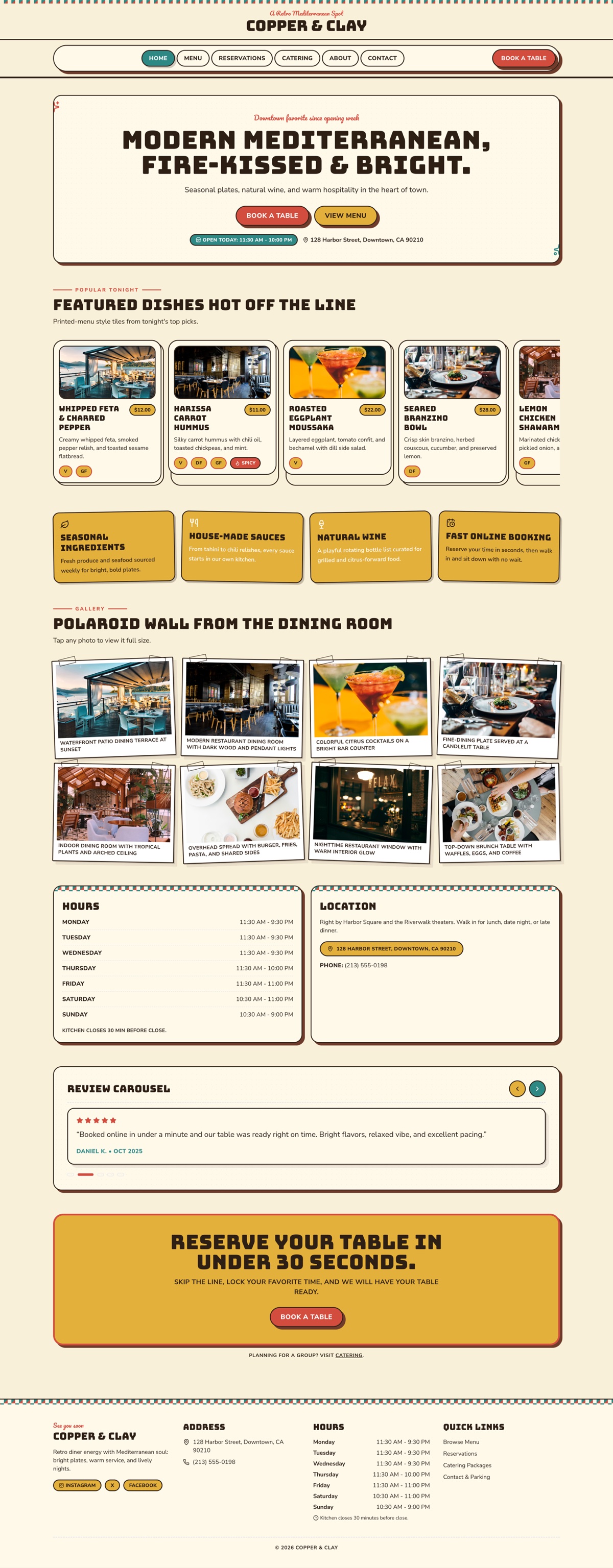 Full-page screenshot preview of Copper & Clay